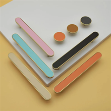 Load image into Gallery viewer, 3.78"-5" Colorful Leather & Brass Knobs, Pulls & Handles (Black, Green, Blue, Pink) | Drawer, Cabinet & Kitchen Hardware