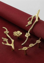 Load image into Gallery viewer, Gorgeous Flower & Branch Solid Brass Knobs, Pulls & Handles | Unique Art Deco Cabinet, Drawer & Dresser Hardware