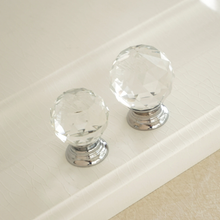 Load image into Gallery viewer, Silver Clear Glass & Crystal Knobs | Dresser, Drawer & Cupboard Pulls, Kitchen Cabinet & Door Handles, Hardware