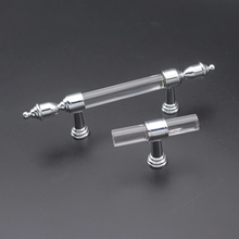 Load image into Gallery viewer, Art Decor Clear Acrylic & Chrome Crystal Knobs, Pulls & Handles | Cabinet, Drawer, Kitchen, Dresser, Bathroom & Door Hardware