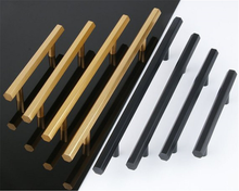 Load image into Gallery viewer, 3.78", 5", 6.3", 7.55" (96mm, 128mm, 160mm, 192mm) Brass Black Hexagon Pulls | Modern Kitchen Cabinet Door Handles, Dresser & Drawer Knobs