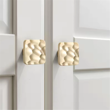 Load image into Gallery viewer, 3.78", 5", 7.56" Gold Square & Brushed Nickel Knobs | Art Decor Crater & Semicircle Drawer Handles, Cabinet & Gorgeous Hardware