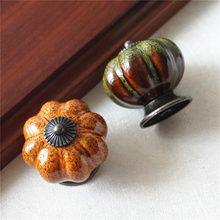 Load image into Gallery viewer, 1pc Pumpkin Ceramic Knobs | Colorful Dresser & Drawer Knobs, Cabinet & Kitchen Cupboard Pulls, Furniture Hardware