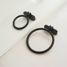Load image into Gallery viewer, 1.25" Black Brass Drop Ring Round Knobs, Pulls & Handles | Cabinet, Door, Drawer & Dresser Hardware