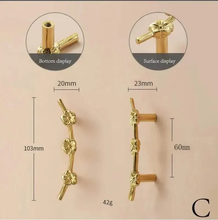 Load image into Gallery viewer, Gorgeous Flower & Branch Solid Brass Knobs, Pulls & Handles | Unique Art Deco Cabinet, Drawer & Dresser Hardware
