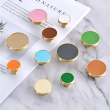 Load image into Gallery viewer, 3.78"-5" Colorful Leather & Brass Knobs, Pulls & Handles (Black, Green, Blue, Pink) | Drawer, Cabinet & Kitchen Hardware