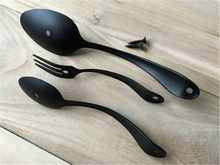Load image into Gallery viewer, Spoon & Fork Kitchen Handles | Unique Antique Black Drawer Pulls, Rustic Cottage Cupboard Knobs, Vintage Kitchen Hardware