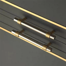 Load image into Gallery viewer, 3", 3.78", 5.0", 6.3", 7.55", 8.8" Stainless Steel & Brass Drawer Pulls | Modern Black Kitchen Cabinet Handles, Dresser & Wardrobe Cupboard Pulls