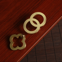 Load image into Gallery viewer, 1.1", 1.25", 2.5", 3.78", 5" Brushed Brass Gold Drop Ring Cabinet Knobs | Drawer Pulls, Dresser & Door Handles