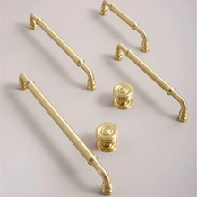 Load image into Gallery viewer, 5"-8.8" Brushed Brass Knobs, Pulls & Handles | Drawer, Cabinet, Kitchen & Dresser Hardware