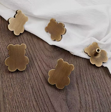 Load image into Gallery viewer, Cute Bear Brass Drawer Pulls | French Antique Brass Kids Room Cabinet Handles