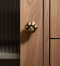Load image into Gallery viewer, Cat Paw Brass Cabinet Drawer Pulls | Vintage Kids Room Wardrobe Handles