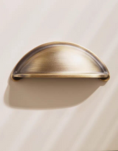 Load image into Gallery viewer, French Cream Brass Shell Cabinet Pull | Vintage Antique Brass Drawer Handle