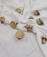 Load image into Gallery viewer, French Round Antique Brass Walnut Pulls | Retro Cabinet Drawer Handles
