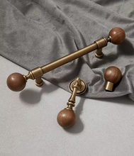 Load image into Gallery viewer, French Round Antique Brass Walnut Pulls | Retro New Chinese Cabinet Drawer Handles