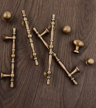 Load image into Gallery viewer, American Vintage Brass Cabinet Pulls | French Retro Antique Wardrobe Handles