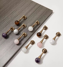 Load image into Gallery viewer, Crystal Round Ball Pendant Brass Pulls | French Retro Marble Mid-Century Wardrobe Cabinet Handles