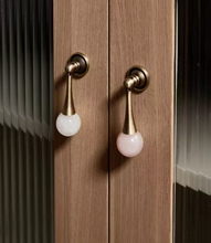 Load image into Gallery viewer, Crystal Round Ball Pendant Brass Pulls | French Retro Marble Mid-Century Wardrobe Cabinet Handles
