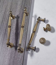 Load image into Gallery viewer, Vintage Antique Brass Pumpkin Cabinet Knobs & Pulls, French Retro Drawer Handles