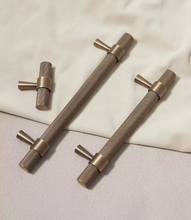 Load image into Gallery viewer, European Knurled Brass Drawer Pulls, French Mid-Century Retro Classical Wardrobe Cabinet Handles