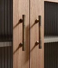 Load image into Gallery viewer, French Retro Vertical Groove Brass Cabinet Pulls, Modern Luxury Drawer Handles for Wardrobe Kitchen Cabinet