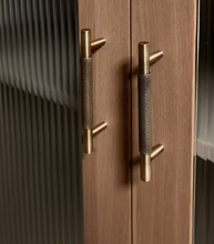 Load image into Gallery viewer, French Retro Bronze Color Solid Carved Brass Pulls Mid‑Century American Long Handles for Drawer Wardrobe Cabinet