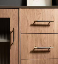 Load image into Gallery viewer, French Retro Bronze Color Solid Carved Brass Pulls Mid‑Century American Long Handles for Drawer Wardrobe Cabinet