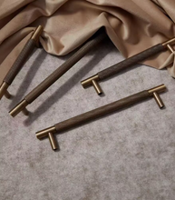 Load image into Gallery viewer, French Retro Bronze Color Solid Carved Brass Pulls Mid‑Century American Long Handles for Drawer Wardrobe Cabinet