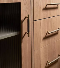 Load image into Gallery viewer, French Retro Bronze Color Solid Carved Brass Pulls Mid‑Century American Long Handles for Drawer Wardrobe Cabinet