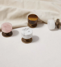 Load image into Gallery viewer, Crystal & Marble Brass Small Drawer Pulls French Mid‑Century Retro Bronze Handles for Kitchen Wardrobe Cabinet