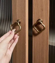 Load image into Gallery viewer, French Brass Pulls European Retro Round Single‑Hole Ring Handles for Cabinet Drawer Wardrobe Doors