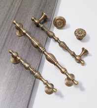 Load image into Gallery viewer, Exquisitely Carved French Retro Brass Pulls, New Chinese Mid-Century Handles for Cabinet Drawer Wardrobe