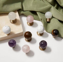 Load image into Gallery viewer, French Antique Bronze Crystal Round Brass Knobs, Luxury Mid-Century Handles for Cabinets, Drawers & Wardrobes