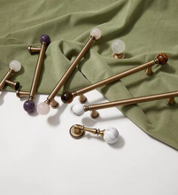 Load image into Gallery viewer, Antique Bronze Crystal & Marble Round Knobs, French Retro Luxury Mid-Century Handles for Drawers, Cabinets & Wardrobes