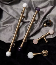 Load image into Gallery viewer, Antique Bronze Crystal & Marble Round Knobs, French Retro Mid-Century Handles for Drawer, Cabinet & Wardrobe