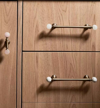 Load image into Gallery viewer, American Retro Brass Crystal Round Knobs, French Mid-Century Marble Handles for Cabinets & Wardrobes