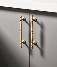 Load image into Gallery viewer, Solid Brass French Cream Style Retro Single Hole Drawer Knobs, Luxury Modern Vintage Handles for Cabinets & Wardrobes