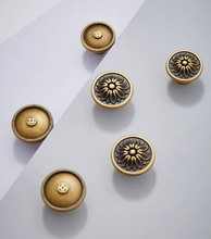 Load image into Gallery viewer, Vintage Single Hole Antique Bronze Round Knobs, Modern Minimalist Luxury Solid Brass Handles for Cabinets, Drawers and Wardrobes