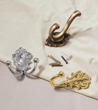 Load image into Gallery viewer, European Vintage Luxury Brass Wall Hooks, Classic Antique Coat Hooks for Entryway, Bathroom, Closet & Wardrobe