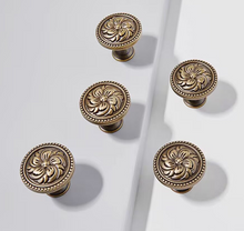 Load image into Gallery viewer, French Retro Antique Bronze Brass Handles, Mid-Century Small Pulls for Cabinets, Drawers & Wardrobes