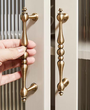 Load image into Gallery viewer, Vintage Antique Bronze Brass Round Knobs & Long Pulls, French Mid-Century Cabinet Wardrobe Drawer Handles