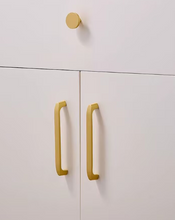 Load image into Gallery viewer, Nordic Minimalist Solid Brass Single Hole Knobs, Modern Luxury Gold Cabinet Drawer & Wardrobe Handles