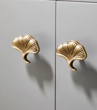 Load image into Gallery viewer, Ginkgo Leaf Antique Bronze Brass Knobs, Creative Vintage Drawer Pulls for Kids Room, Unique Cabinet & Wardrobe Handles