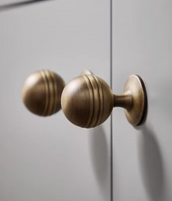 Load image into Gallery viewer, French Retro Round Antique Bronze Brass Knobs, Mid-Century Minimalist Handles for Cabinet Drawer Wardrobe