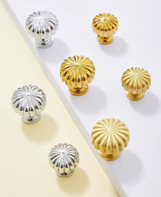 Load image into Gallery viewer, Silver Pumpkin Shape Brass Knobs, French European Modern Luxury Single Hole Cabinet & Wardrobe Handles