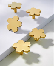 Load image into Gallery viewer, Gold Cherry Blossom Brass Knobs, Lovely Single Hole Handles for Kids Cabinet, Drawer & Wardrobe
