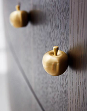 Load image into Gallery viewer, Brass Apple Single Hole Knobs, Cute Nordic French Handles for Kids Wooden Cabinet & Drawer