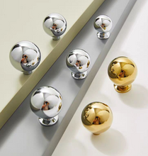 Load image into Gallery viewer, Silver Round Brass Knobs, French American Style Handles for Cabinet, Drawer and Wardrobe