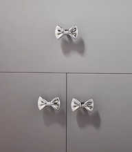 Load image into Gallery viewer, Silver French Bowknot Brass Knobs, Cute Handles for Cabinet, Drawer & Kids Wardrobe