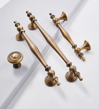 Load image into Gallery viewer, Antique brass Vintage Brass Handles, French European Style Knobs for Cabinet, Drawer & Wardrobe